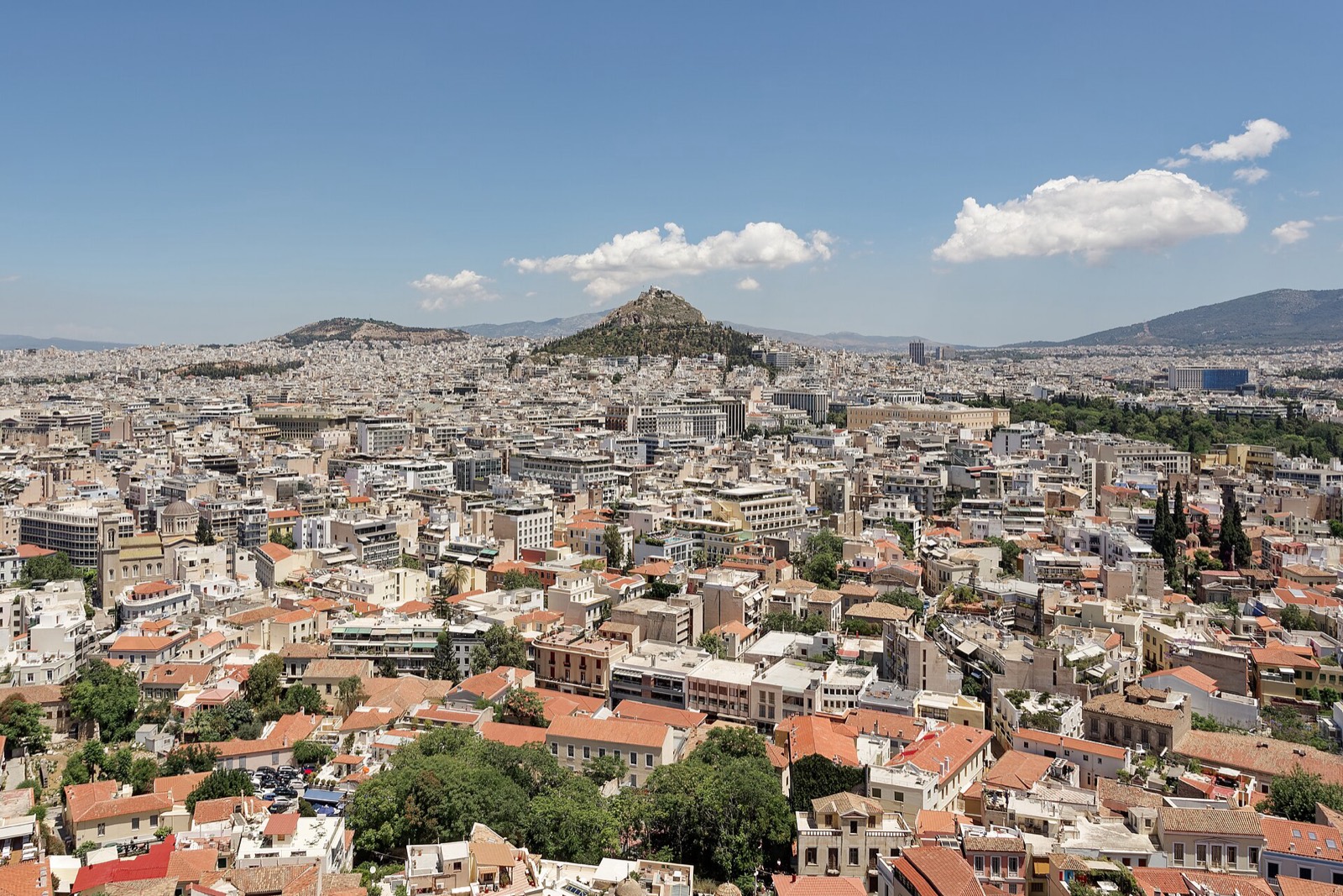 Panoramic view of Athens toward Lycabettus Hill