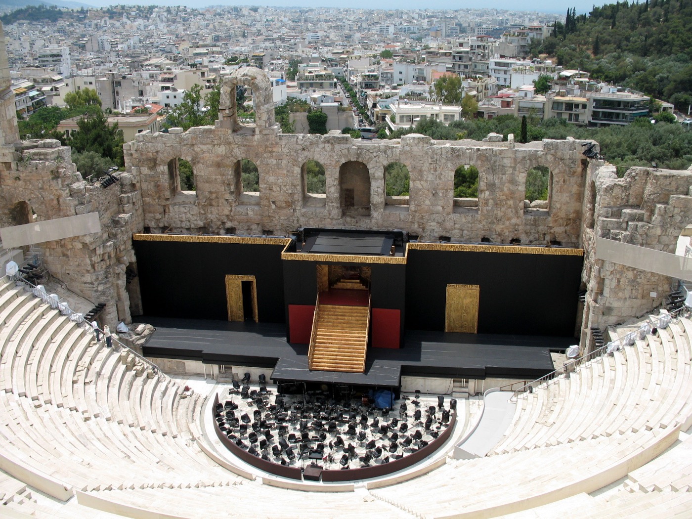 The stone tiers and stage of the Odeon of Herodes Atticus